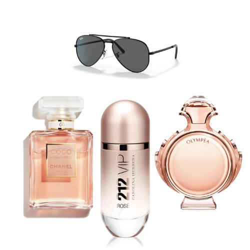 Perfume Kit (Olympea + 212 Rose + Coco Chanel + Gafas)