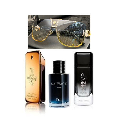 Perfume Kit One Million + Sauvage + Vip Black + Gafas